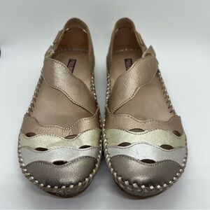 Pikolinos Puerto Vallerta tri color metallic sandals EU 38 gold silver